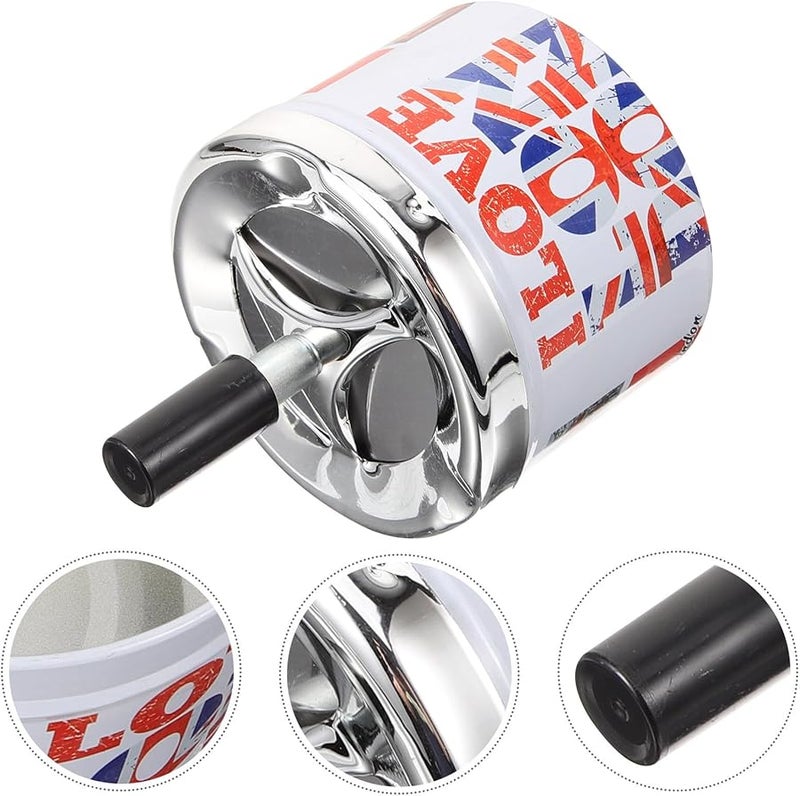 Vintage Tinplate Windproof Ashtray With Lid Automatic Extinguishing For Outdoor Patio Home - Image 5